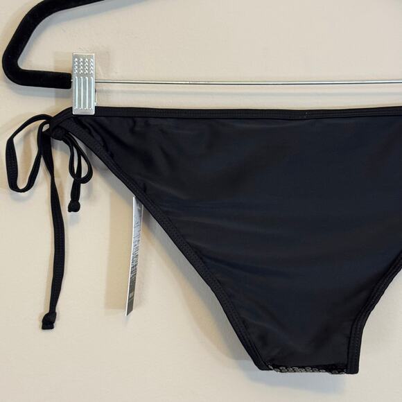 Kensie Two Piece Bikini Set L Black Sequins Halter Tie Straps Beach Summer NWT - Picture 16 of 16